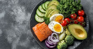 Plate full of nutritious, healthy foods