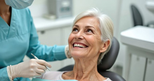 Senior woman visiting her dentist for a checkup