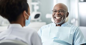 Smiling, laughing senior dental patient